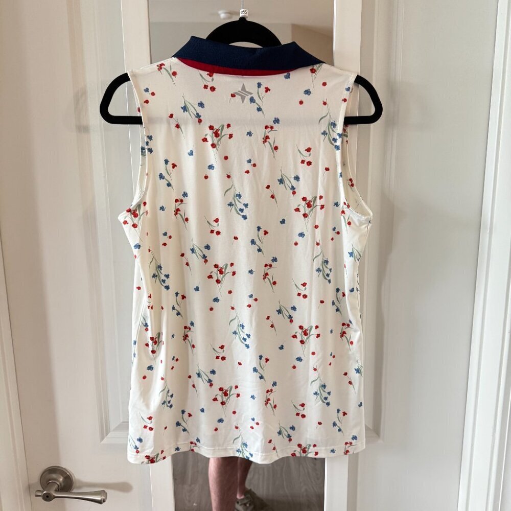 Tuckernuck Athletic Floral Blouse Size Medium Color White Red Blue - Picture 4 of 5